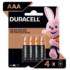 DURACELL - Pilas Alcalinas Aaa De Larga Duración - Pack De 4