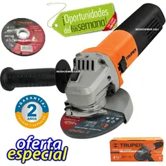 TRUPER - Pulidora angular 4 ½'' marca 800 w uso profesional gratis disco