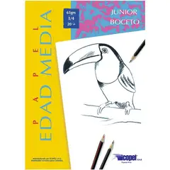 ICOPEL - Block 1/4 papel edad media de 65 grs x 20 hojas.