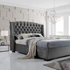 EKONOMODO COLOMBIA - Colchon King 2 Pillow + Base Cama + Espaldar Italia Gris Plo 200X200Cm