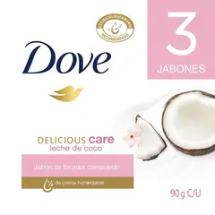 DOVE - Jabon Delicious Care Leche De Coco X 3und X 90g