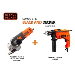 BLACK+DECKER - COMBO BLACK & DECKER PULIDORA DE 4 1/2" 820 W + TALADRO 1/2 550W
