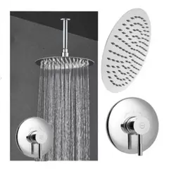 GENERICO - Kit Regadera Metálica 20 Cm Tubo A Techo Y Mezclador De Ducha