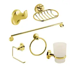 GENERICO - Accesorios Baño Metálico X6 Piezas Referencia Eclipse Dorado