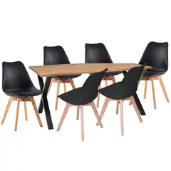 EKONOMODO COLOMBIA - Comedor Madera Indika Macadamia 30Mm Silla Milano Negro