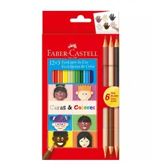FABER CASTELL - Colores x15 Ecolapiz / 6 bicolores tonos piel