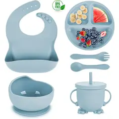 ONE PIXEL - Set Vajilla Para Bebé 5 Piezas Silicona Libre BPA