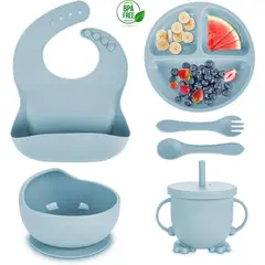 ONE PIXEL - Set Vajilla Para Bebé 5 Piezas Silicona Libre BPA