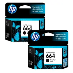 HP - Kit De 2 Cartuchos De Tinta 664 Original Negro F6v29al