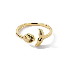 ACCESORIOS DE EVA - Anillo Ajustable para Mujer en Acero Inoxidable Concha_.