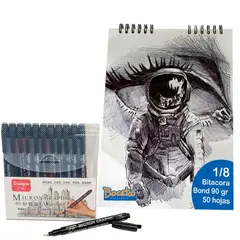 ALPEN - Kit Dibujo, Rapidógrafo X 12 + Bitácora 1/8 De Bond 115 gr.