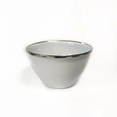 CRIOLLA - Bowl 10 cm blanco borde metalico Peltre.
