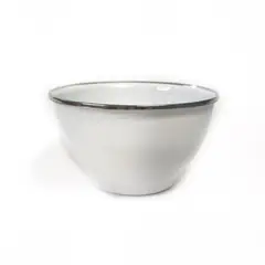 CRIOLLA - Bowl 12 cm blanco borde metalico Peltre.