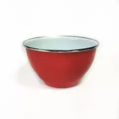 CRIOLLA - Bowl 12 cm rojo borde metalico Peltre.
