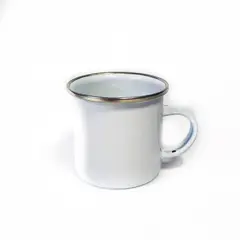 CRIOLLA - Jarro 7 cm blanco borde metal Peltre.