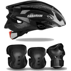 CANARIAM - Combo kit de protección + casco negro