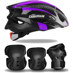 CANARIAM - Combo kit de protección c4 + Casco Morado Talla M