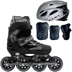 CANARIAM - Patines roller team gris + kit de protección c4 + casco