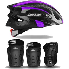 CANARIAM - Kit Protección C2 Casco Morado Patinaje Talla L