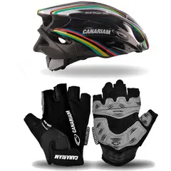 CANARIAM - Combo casco mas guantes para patinaje negro