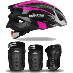 CANARIAM - Kit de Protección C2 Fucsia Casco Negro Talla L