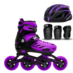 CANARIAM - Patines Blackmagic Pro Plus Morado más Kit C2 más Casco Talla 35-38