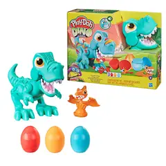 PLAY DOH - Dino Crew Gloton Playdoh, incluye (1 figura, 1 molde y 3 tarros de plastilina). A partir de 3 años.