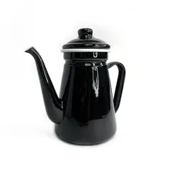 CRIOLLA - Jarra Cafetera 10 CM negro borde blanco Peltre.