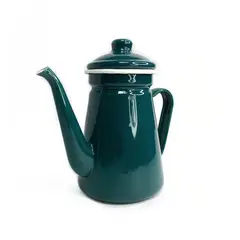 CRIOLLA - Jarra Cafetera 10 CM verde borde blanco Peltre.