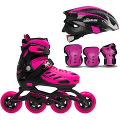 CANARIAM - Patines Blackmagic Pro Plus fucsia kit C4 Casco T39-42