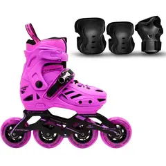 CANARIAM - Patines blackmagic pro plus morado + kit de protección t 31 34