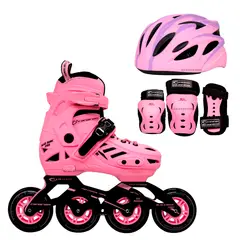 CANARIAM - Patines Semiprofesionales Blackmagic Pro Plus Rosa más Kit C1 más Casco Talla 31-34