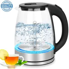 SOKANY - Tetera Eléctrica Hervidor De Agua Vidrio 1800W Calidad Premium