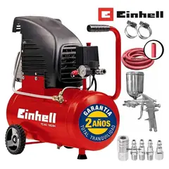 EINHELL - Compresor aire aleman enhell 24 lts 2 hp 116 psi + pistola + manguera