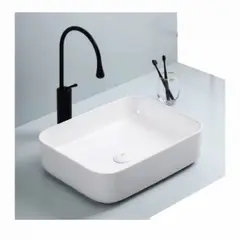 GENERICO - Lavamanos Blanco 50x 40 + Mezclador Negro Tames + Desagüe