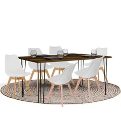 EKONOMODO COLOMBIA - Mesa De Comedor Artek + Set X 6 Silla Milano Blancas Gratis Cuadro 70x50