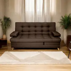 MUEBLES ONLINE - Sofa cama Balmain tela café 5 posiciones