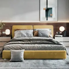 EKONOMODO COLOMBIA - Colchon Doble 1 Pillow con Cama en pino Gabor Mostaza 140x190 cm