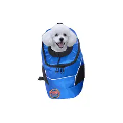 HALLY PET - Morral cargador ventana grande 28 x 48 x 18 cm Azul Claro.