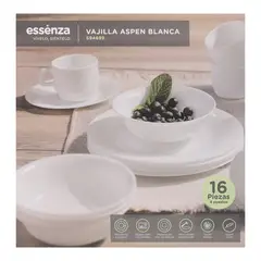 ESSENZA - Vajilla en Vitro Cerámica Aspen Redonda Blanca 16P