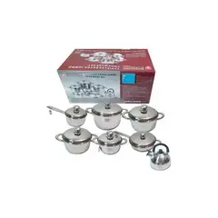 SWISSHOME DR HOFFMAN - Batería de Cocina Swisshome 13 Piezas Extra Jumbo Incluye Tetera