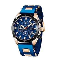 LIGE - Reloj de Caballero Análogo Original en resina Resistente agua