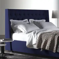 EKONOMODO COLOMBIA - Colchon Queen 1 Pillow + Base Cama + Espaldar Marfil Azul 160X190 Cm