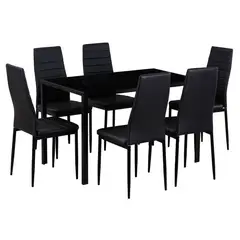 INVAL - JUEGO DE COMEDOR 6 PUESTOS SERATA NEGRO