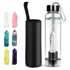GENERICO - Termo Botella De Agua Con Cristales De Cuarzo Y Estuche