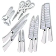 CHEF MASTER - Combo: 2 kit de cuchillos cocina de 4 piezas + tijera y pelador