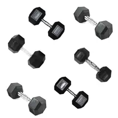 SPORT FITNESS - Mancuerna Encauchada Hexagonal 25 Kg Unidad