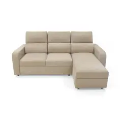 VENECIA - Sala en L Bethel en Tela Poliester Taupe