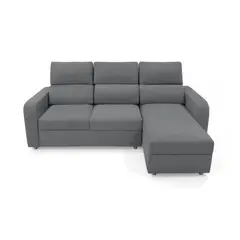 VENECIA - Sala en L Bethel en Tela Poliester Gris