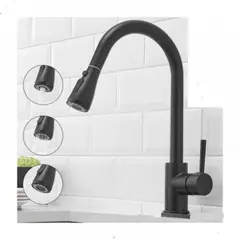 GENERICO - Griferia Lavaplatos Monocontrol Extraible Telescópica Negra